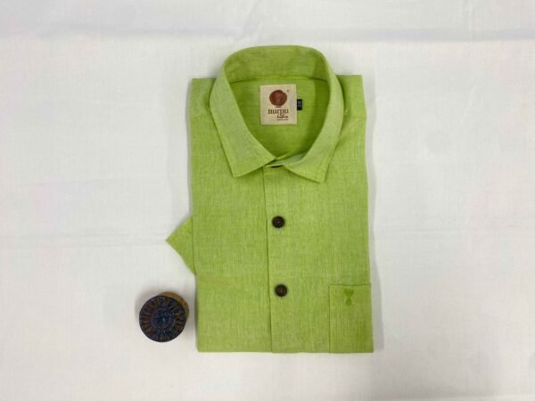 Premium Handloom Shirt Half Sleeve –  Leaf Green