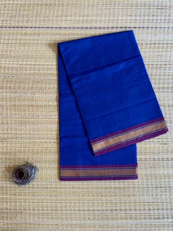Traditional Handloom Cotton Saree  - Plain Royal Blue