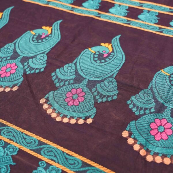 Premium Pure Cotton Handloom Saree with Jacquard Yarn Work - Image 3