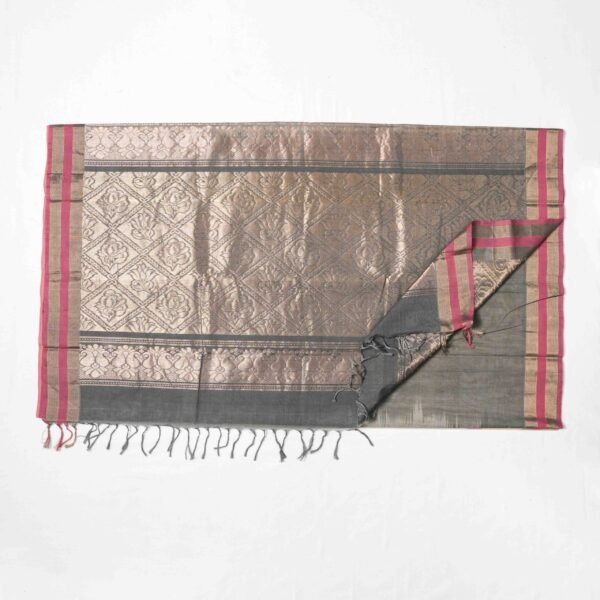 Premium Pure Cotton Handloom Saree with Jacquard Zari Work - Image 5