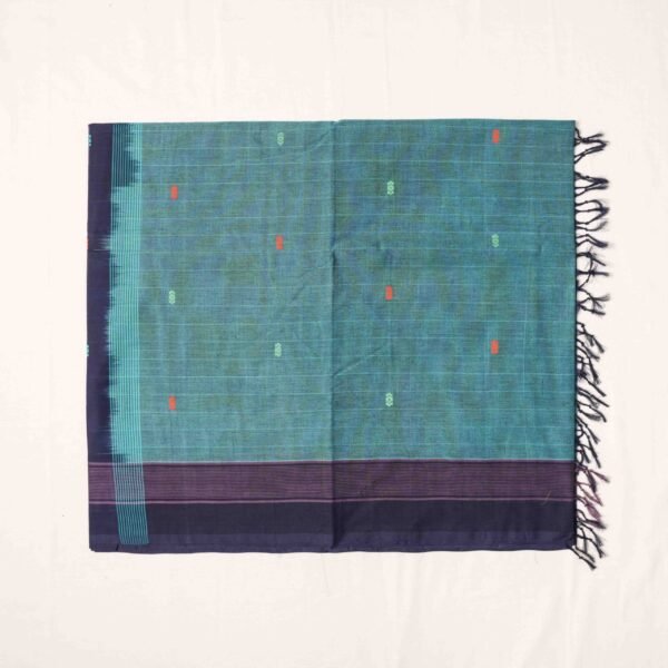 Classical Handloom Cotton Saree – Thirugu Sangili Putta Design with Contrast Pallu and Blouse - Image 3