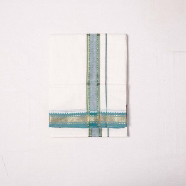 Premium Handwoven Mayil Kan Vetti – Red and Green Border - Image 3