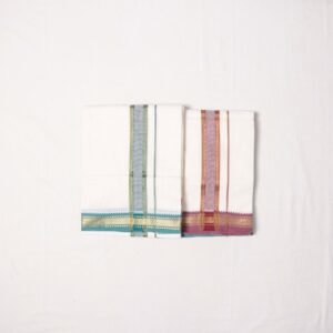 Premium Handwoven Mayil Kan Vetti – Red and Green Border