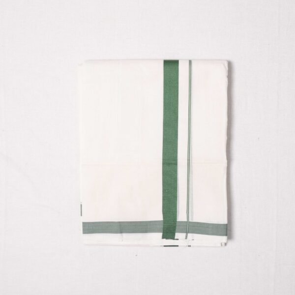 Premium Handwoven Thathaiyangarpet Dhoti - Olive Green Medium