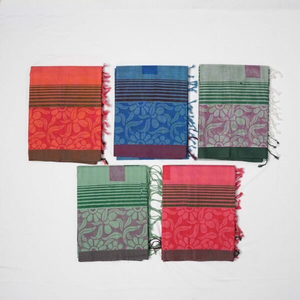 Hand Block Print Cotton Handloom Saree – Flower bloom