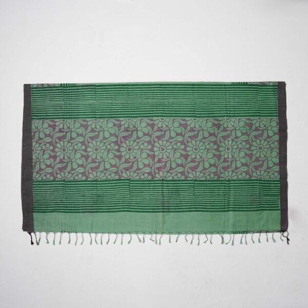 Hand Block Print Cotton Handloom Saree – Flower bloom - Image 3