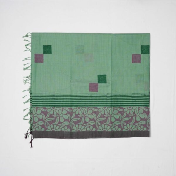 Hand Block Print Cotton Handloom Saree – Flower bloom - Image 2