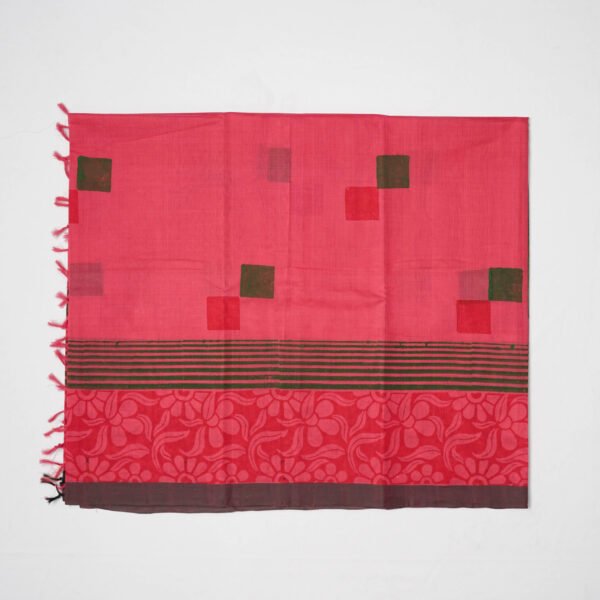 Hand Block Print Cotton Handloom Saree – Flower bloom - Image 5