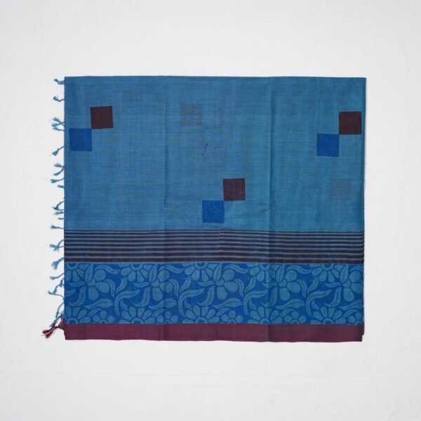 Hand Block Print Cotton Handloom Saree – Flower bloom - Image 7