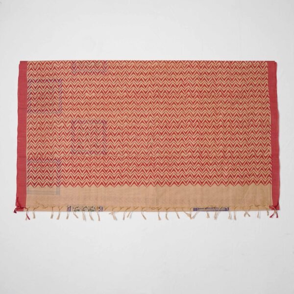 Hand Block Print Cotton Handloom Saree – Square Flower - Image 3