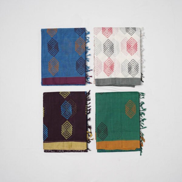 Hand Block Print Cotton Handloom Saree – Diamond