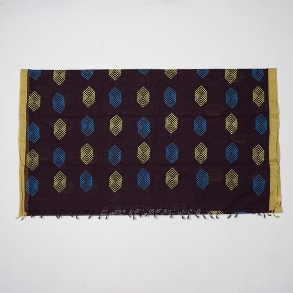 Hand Block Print Cotton Handloom Saree – Diamond - Image 3