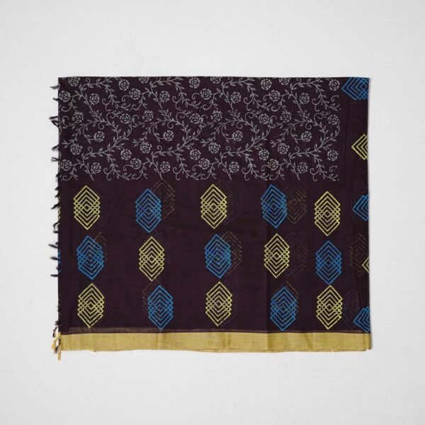 Hand Block Print Cotton Handloom Saree – Diamond - Image 2
