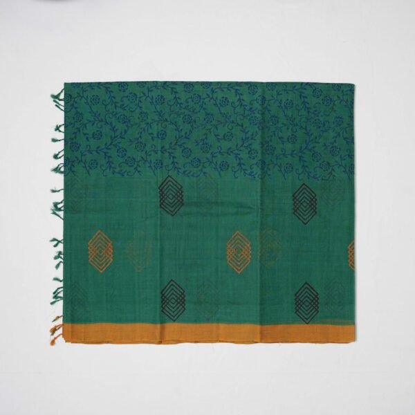 Hand Block Print Cotton Handloom Saree – Diamond - Image 6