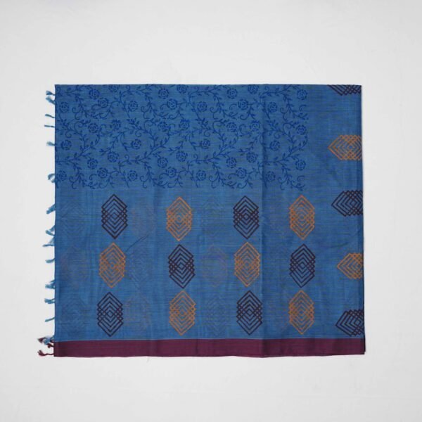 Hand Block Print Cotton Handloom Saree – Diamond - Image 5