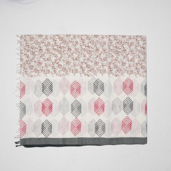 Hand Block Print Cotton Handloom Saree – Diamond - Image 8