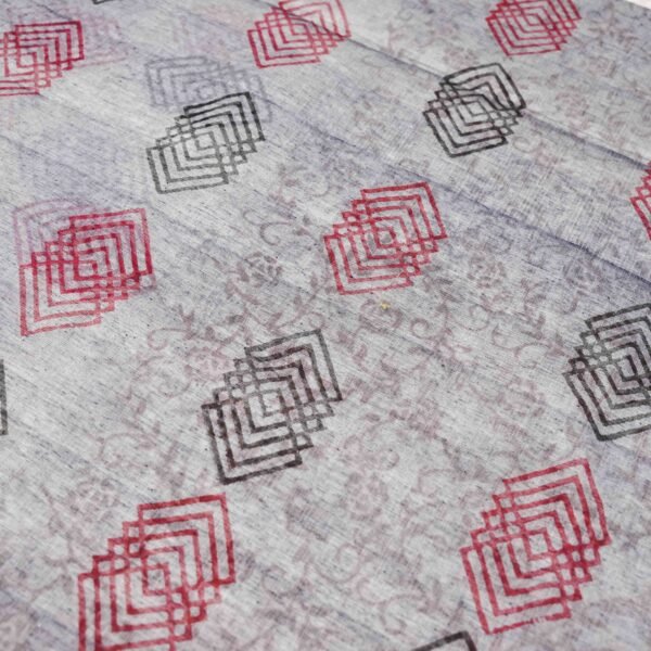 Hand Block Print Cotton Handloom Saree – Diamond - Image 4
