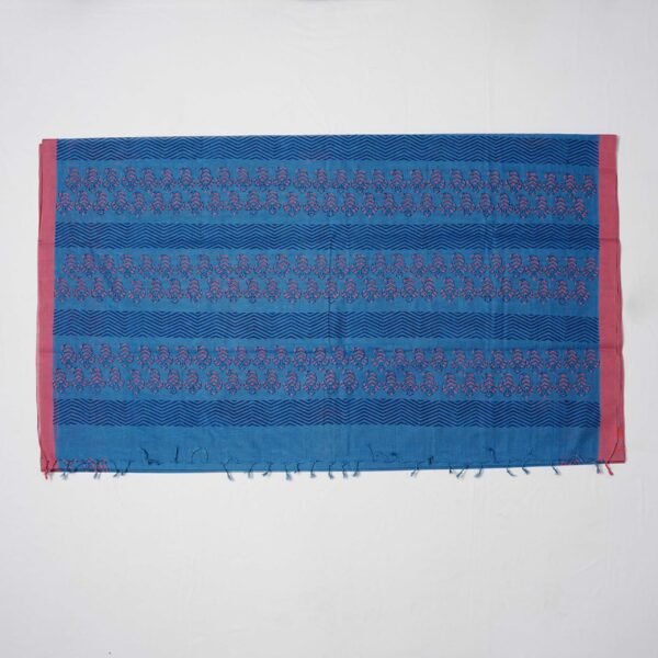 Hand Block Print Cotton Handloom Saree – leaf only - Image 3