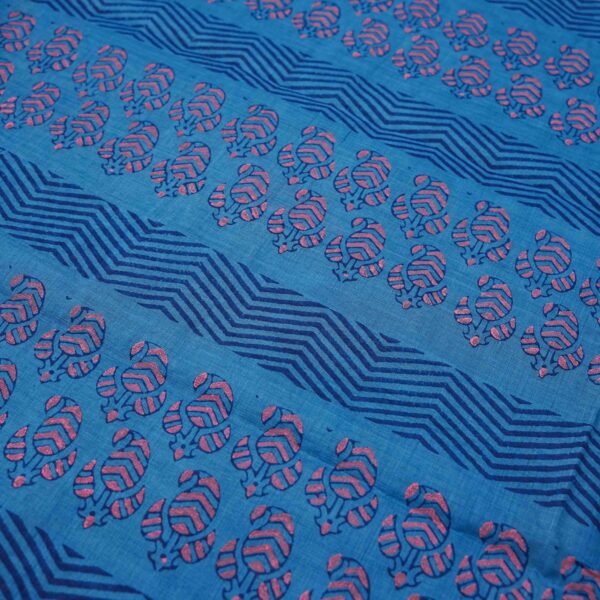 Hand Block Print Cotton Handloom Saree – leaf only - Image 4