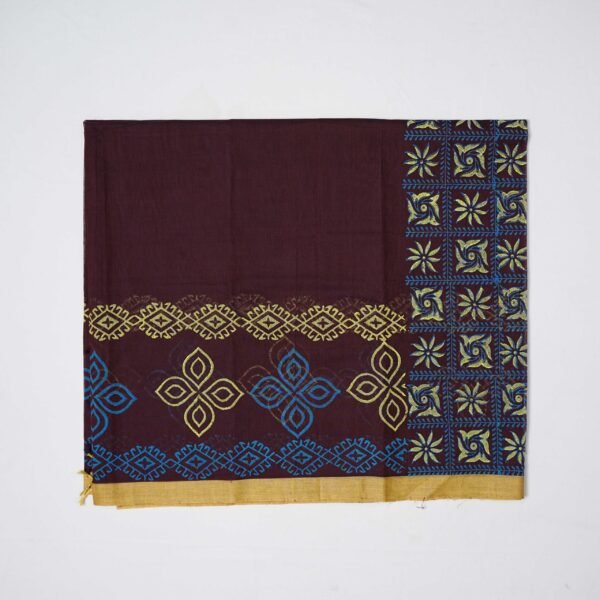 Hand Block Print Cotton Handloom Saree – Sunflower - Image 6