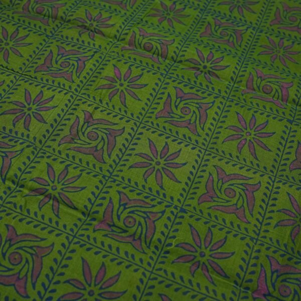 Hand Block Print Cotton Handloom Saree – Sunflower - Image 4