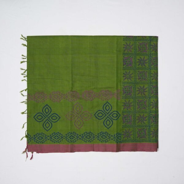 Hand Block Print Cotton Handloom Saree – Sunflower - Image 2