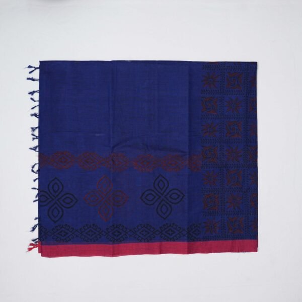 Hand Block Print Cotton Handloom Saree – Sunflower - Image 5