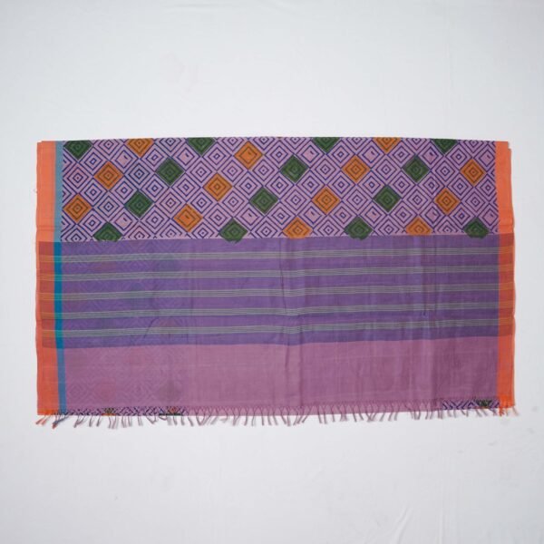 Hand Block Print Cotton Handloom Saree – Small Square - Image 3