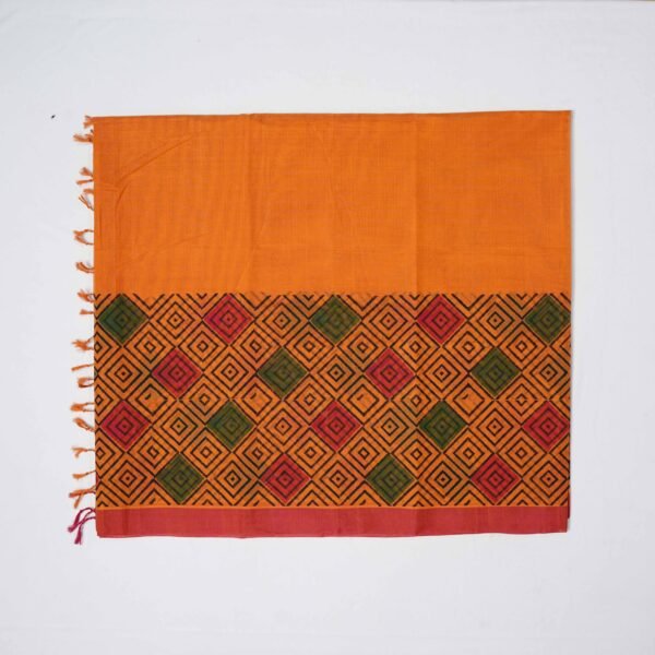 Hand Block Print Cotton Handloom Saree – Small Square - Image 7