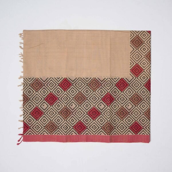 Hand Block Print Cotton Handloom Saree – Small Square - Image 6