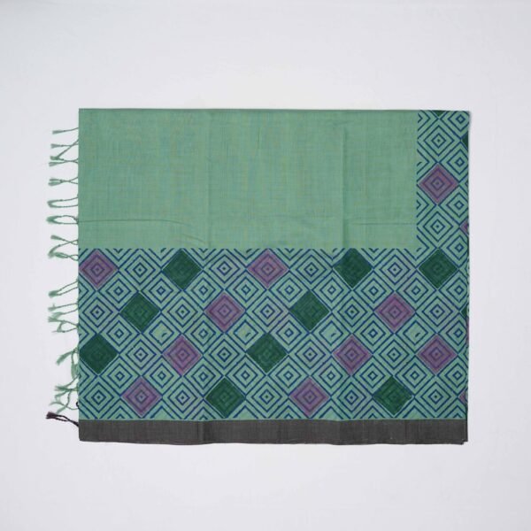 Hand Block Print Cotton Handloom Saree – Small Square - Image 5