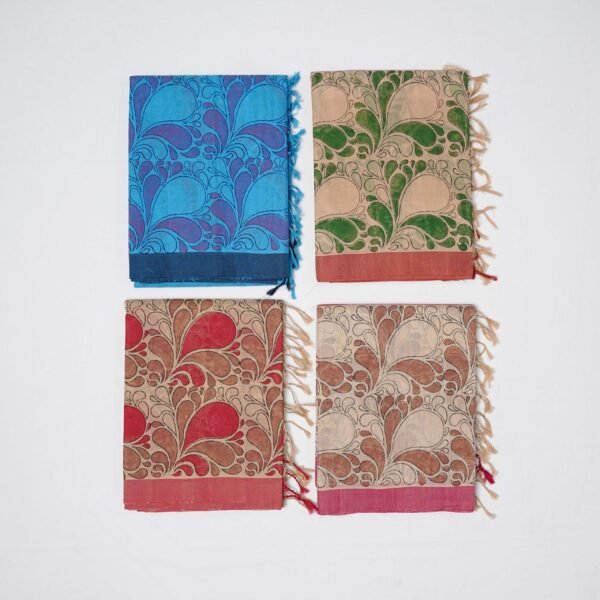 Hand Block Print Cotton Handloom Saree – Floral bud
