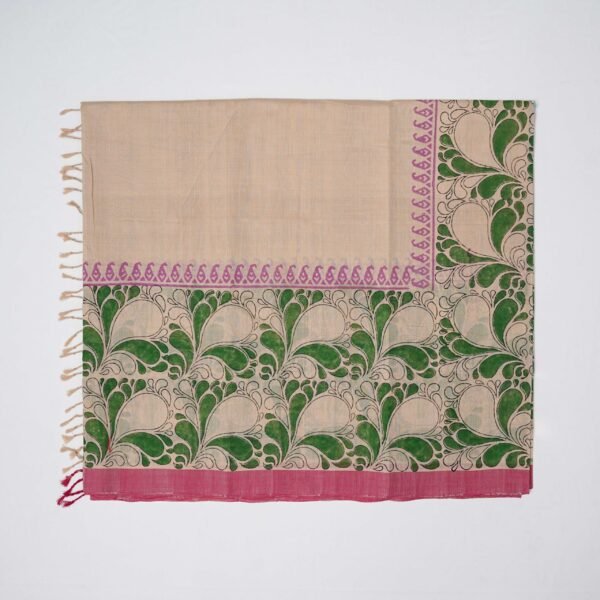 Hand Block Print Cotton Handloom Saree – Floral bud - Image 6