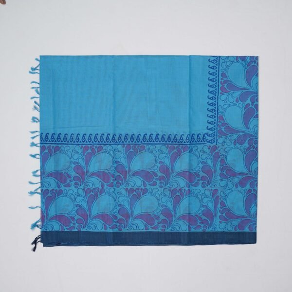 Hand Block Print Cotton Handloom Saree – Floral bud - Image 5