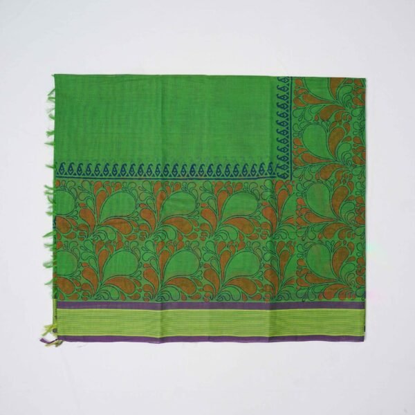 Hand Block Print Cotton Handloom Saree – Floral bud - Image 2