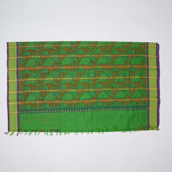Hand Block Print Cotton Handloom Saree – Floral bud - Image 3