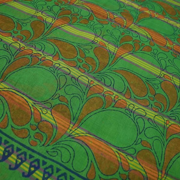 Hand Block Print Cotton Handloom Saree – Floral bud - Image 4