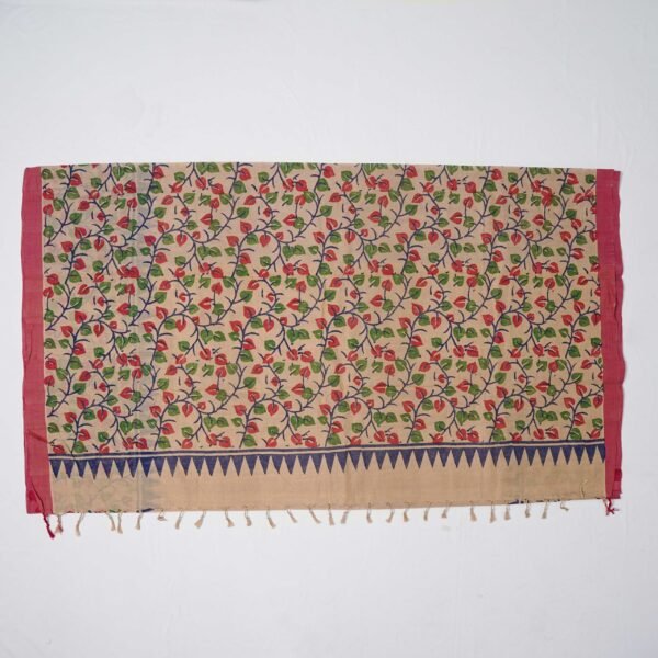 Hand Block Print Cotton Handloom Saree – Pretty leaves - Image 3