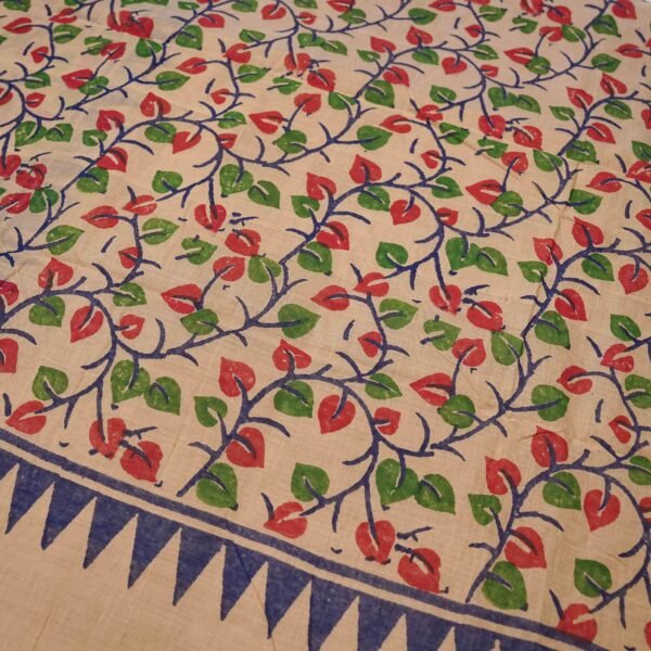 Hand Block Print Cotton Handloom Saree – Pretty leaves - Image 4