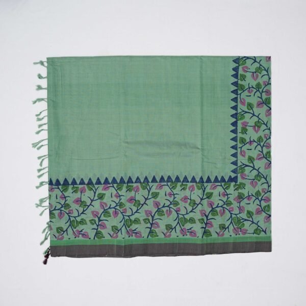 Hand Block Print Cotton Handloom Saree – Pretty leaves - Image 5