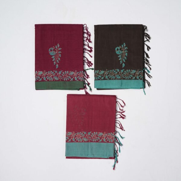 Hand Block Print Cotton Handloom Saree – Peacock