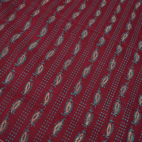 Hand Block Print Cotton Handloom Saree – Flower Pot - Image 4