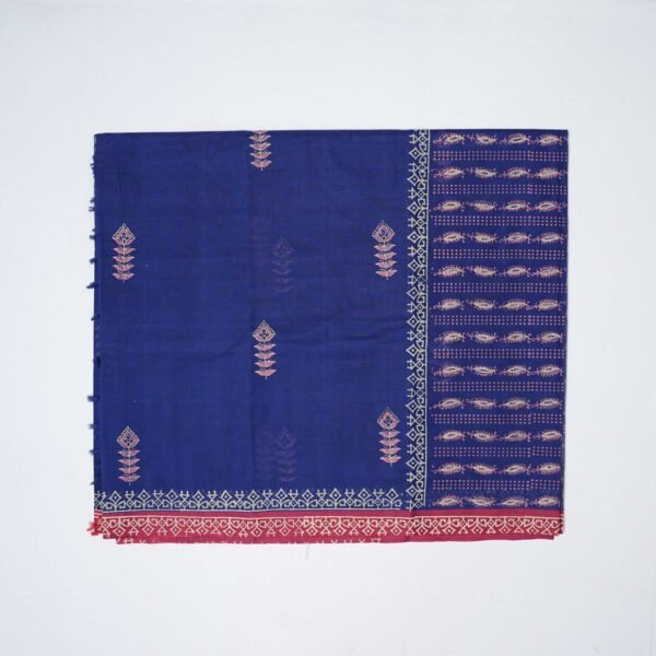 Hand Block Print Cotton Handloom Saree – Flower Pot - Image 6