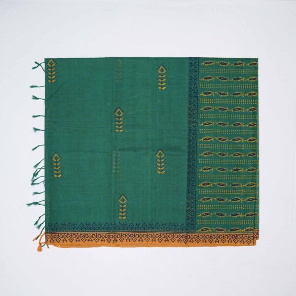 Hand Block Print Cotton Handloom Saree – Flower Pot - Image 7