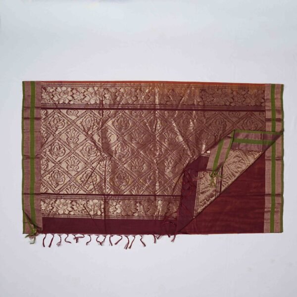Premium Pure Cotton Handloom Saree with Jacquard Zari Work - Image 9