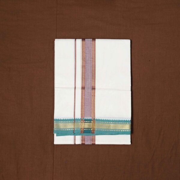 Premium Handwoven Mayil Kan Vetti – Red and Green Border - Image 2