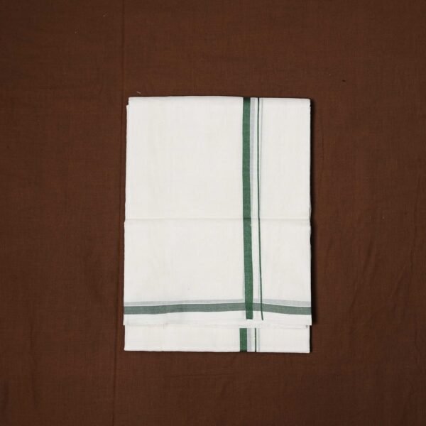 Premium Handwoven Thathaiyangarpet Dhoti - Olive Green Small - Image 2