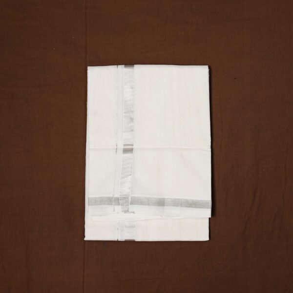 Premium Handwoven Thathaiyangarpet Dhoti 100% Cotton– Trendy Zari Collections - Image 5