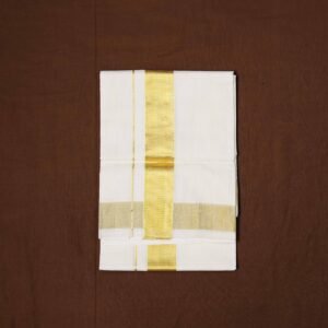 Premium Handwoven Thathaiyangarpet Dhoti – Timeless Elegance - Big LemonoGold Zari