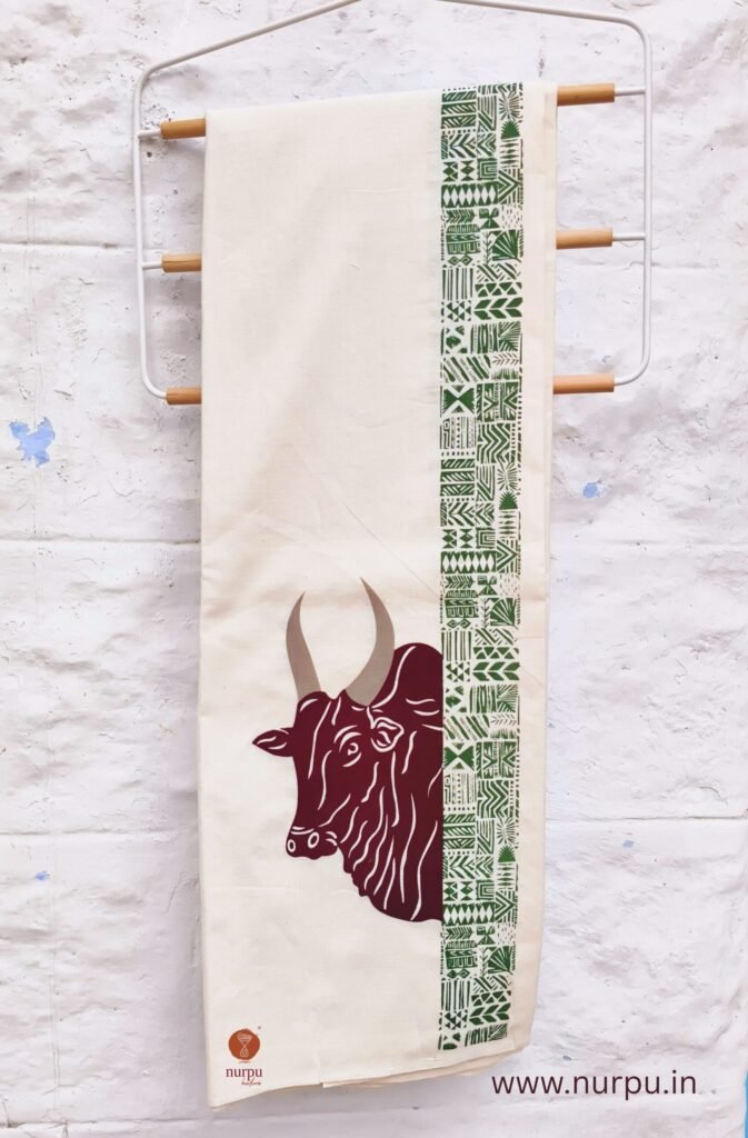 Kalai Maadu Premium Undyed Handloom Dhoti crafted at nurpu handlooms